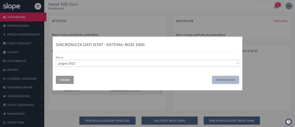 Sincronizzazione Istat Ross 1000 gestionale hotel Slope