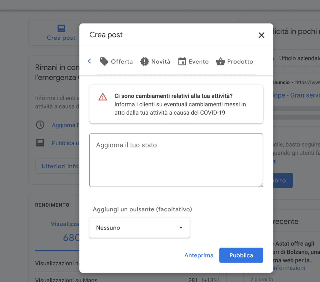 Creare dei post per hotel attraverso l'utilizzo di Google My Business