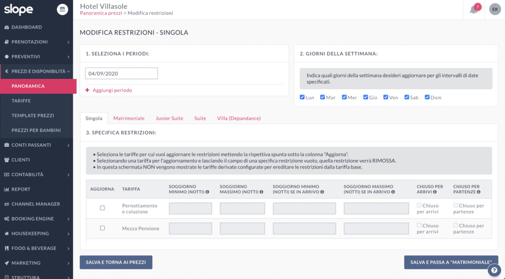 Restrizioni di prenotazione nella strategia tariffaria