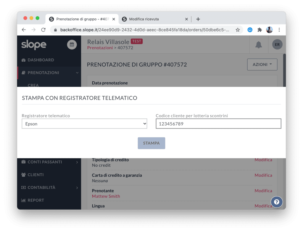 Come gestire lotteria degli scontrini con Slope, software gestionale per hotel
