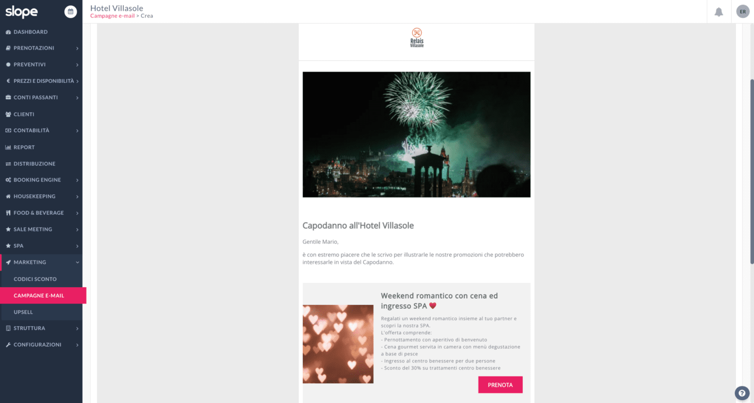 Esempio campagna email marketing per hotel