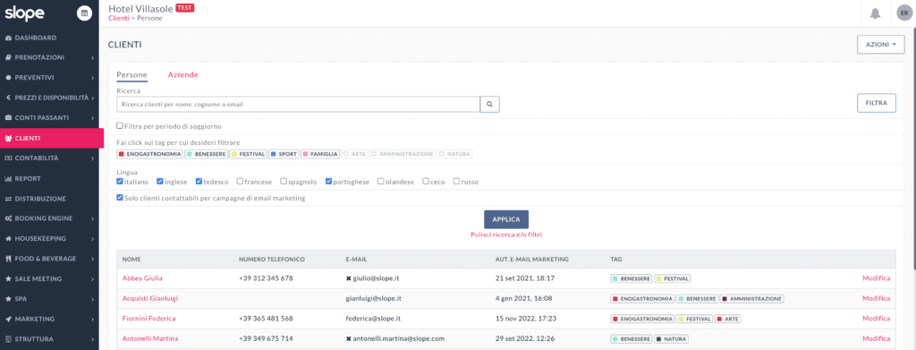 Esempio database CRM