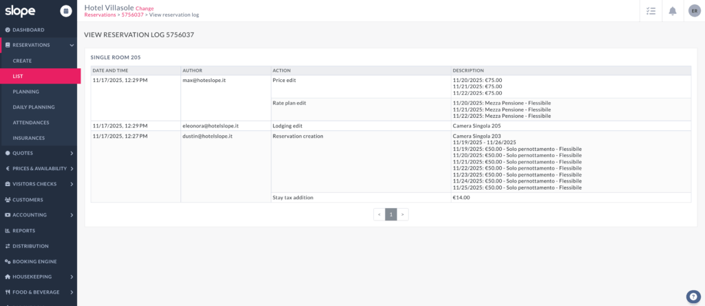 Operational traceability with system logs